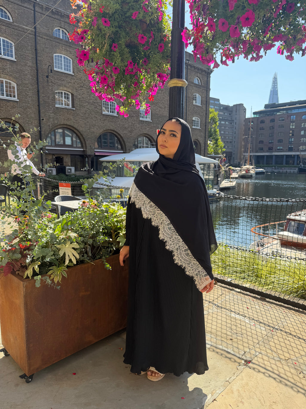 Black Modal White Lace Hijab