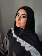 Black Modal White Lace Hijab