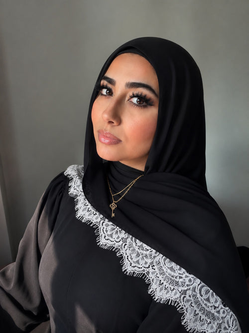 Black Modal White Lace Hijab