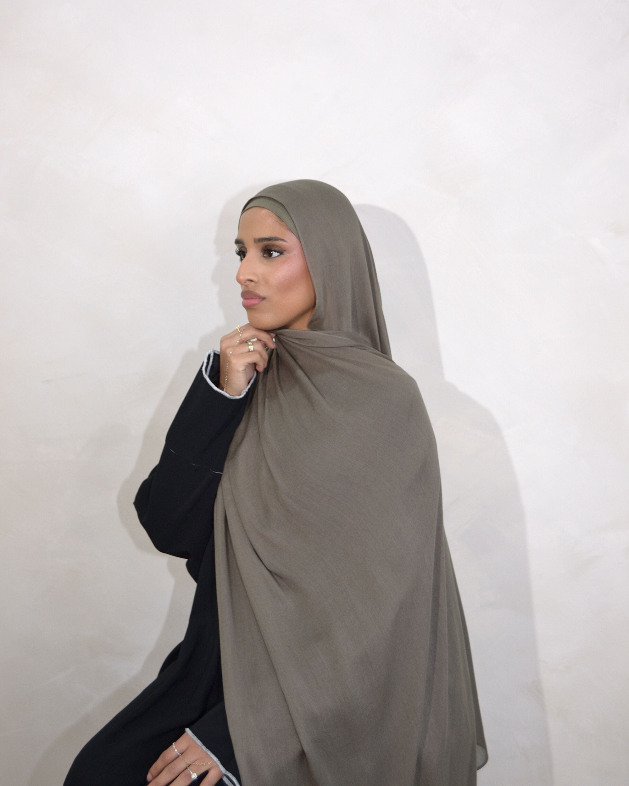 DARK KHAKI - BAMBOO MODAL HIJAB WITH MATCHING CAP House Of Hayaa DARK KHAKI - BAMBOO MODAL HIJAB WITH MATCHING CAP House Of Hayaa