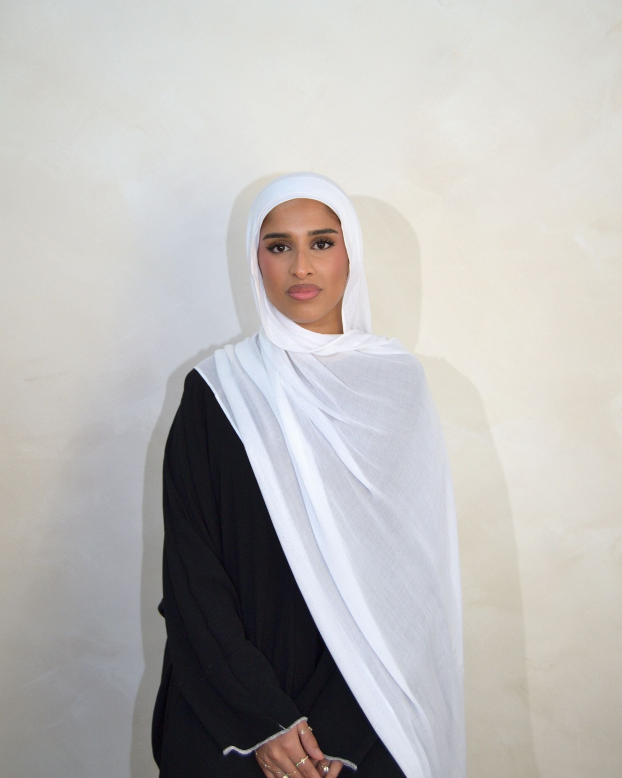 WHITE - BAMBOO MODAL HIJAB WITH MATCHING CAP
